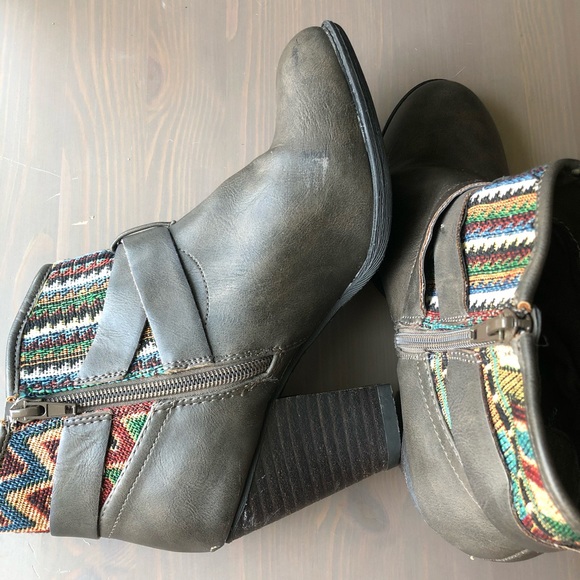 Aztec patterned grey ankle boot - Picture 5 of 9